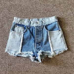 Carmar patchwork two-tone denim shorts